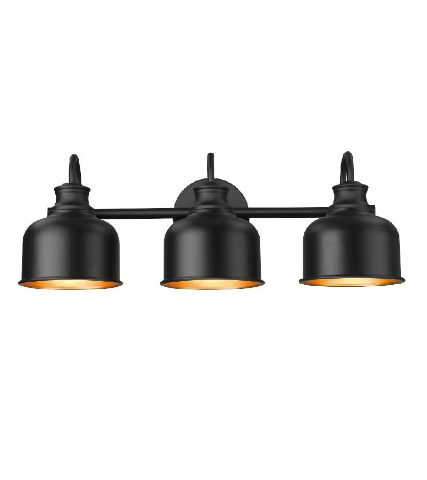 Bathroom 3-Lights wall lamp Black