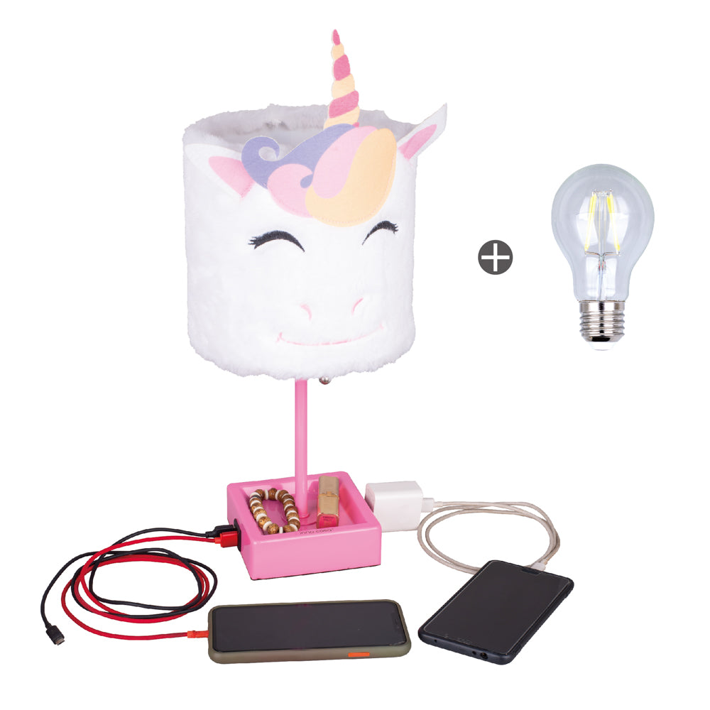 Table Lamp Cute Unicorn Plush Shade Desk Lights